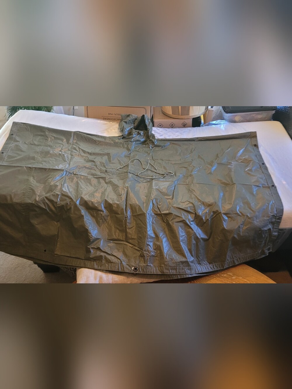 Vintage 1968 Vietnam War USGI Military Heavy Coated Nylon Twill Poncho